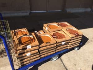 Pies placed on cart