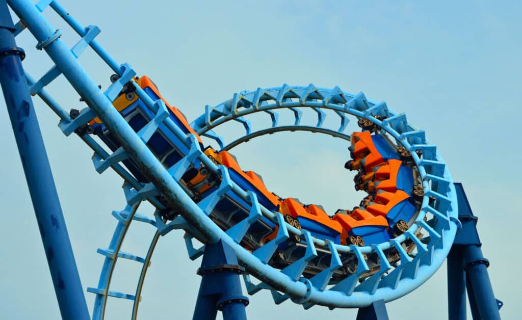 Roller coaster ride filled with thrill seekers doing - MidSouth ...