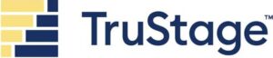 TruStage logo featuring blue and yellow stacked rectangles on the left and the company name TruStage in bold blue letters on the right.